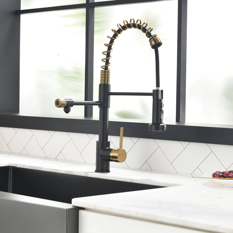 Robinet de cuisine Purifier, Noir / or