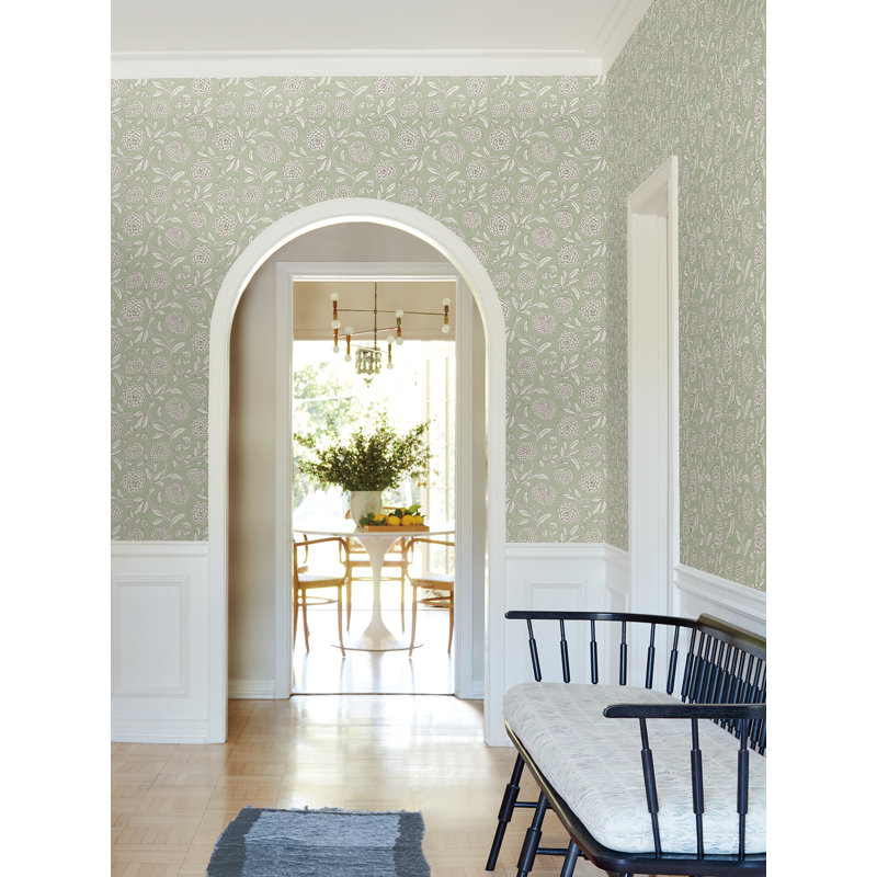 Papier peint floral vert clair Chatsworth Garden, Vert