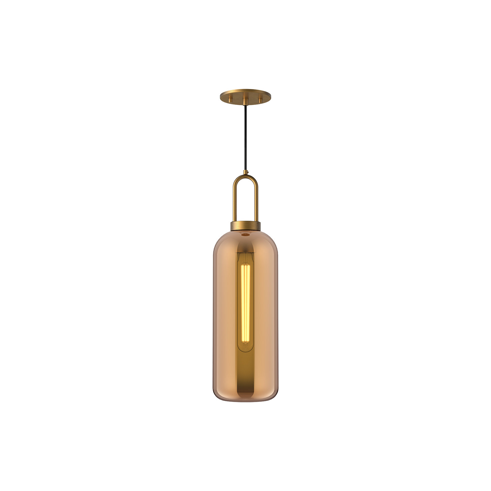 Minneapolis Single Light Glass Pendant, Aged Gold, Copper, 20.75" H x 6" W x 6" D 