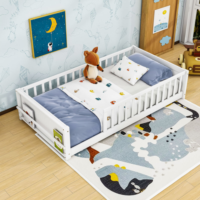 Lit plateforme simple en bois, Blanc
