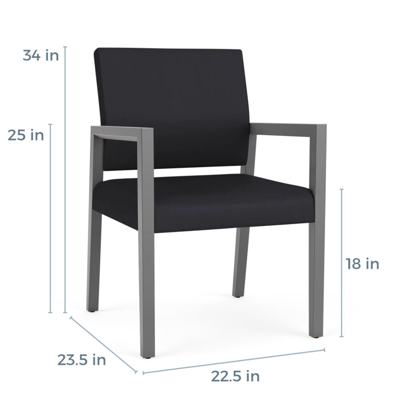 Chaise d'invité de réception Brooklyn, Étain, Noir Patriot Plus - nettoyez le vinyle avec un lin