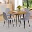 Ensemble de table et de chaises. Table de salle à manger extensible moderne en bois aggloméré. Convient pour des rassemblements de différentes tailles. Combinée avec 4 chaises de salle à manger en lin et coton gris clair à haute résilience.