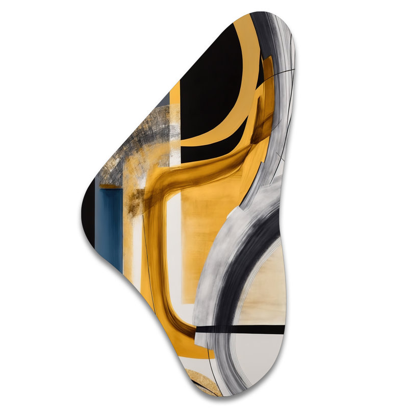 «Glam Gold and Black Expression IV - Unique Shape Abstract Spirals», art mural en métal, reproduction de sculpture murale asymétrique en métal