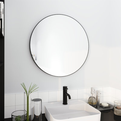 Grand miroir rond rond noir
