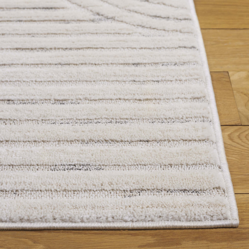 Elmhurst Ivory and Gray Geometric Hand-knotted Wool Area Rug, 5'3" x 7'6"