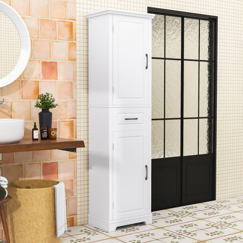 Durable Adjustable Storage Cabinet with Drawer, Anti-Tip Safety