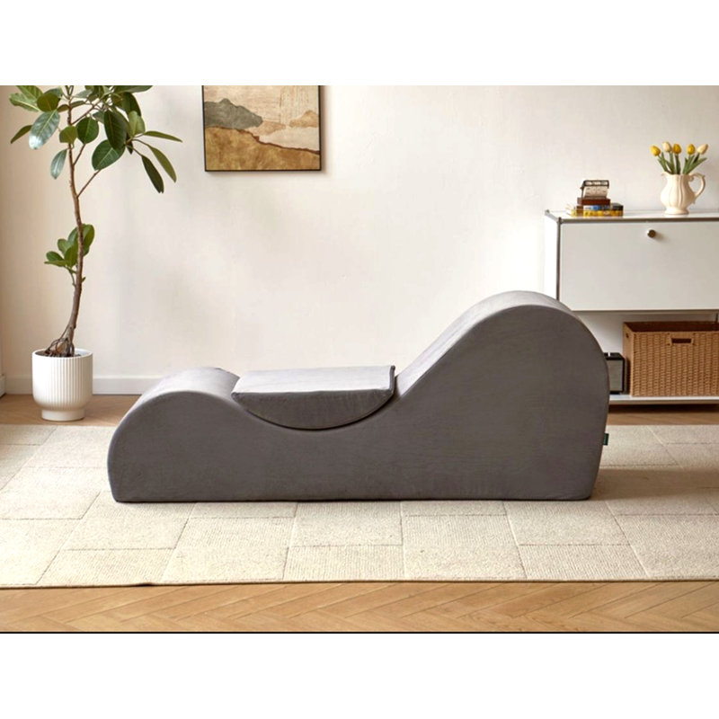 Chaise longue de détente Solace, conception ergonomique avec noyau en mousse haute densité à la fois doux et ferme, housse amovible lavable à la machine, gris