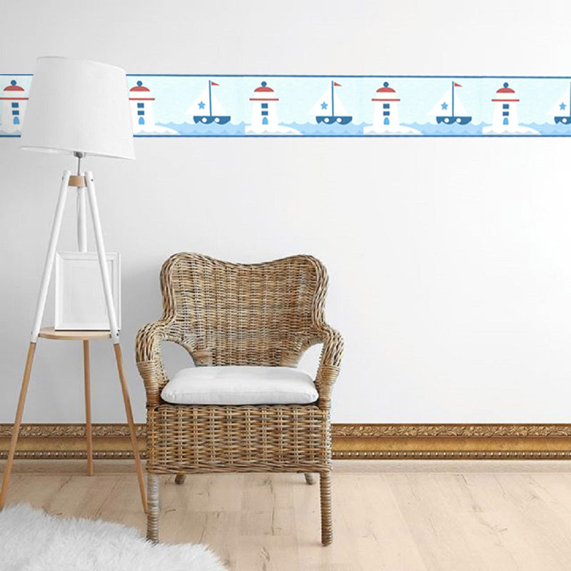 Bordure de papier peint 15 pi l 15 pi x 6 po voiliers Arseni