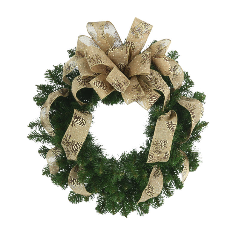 Nixa Evergreen Wreath with Pinecone Ribbon