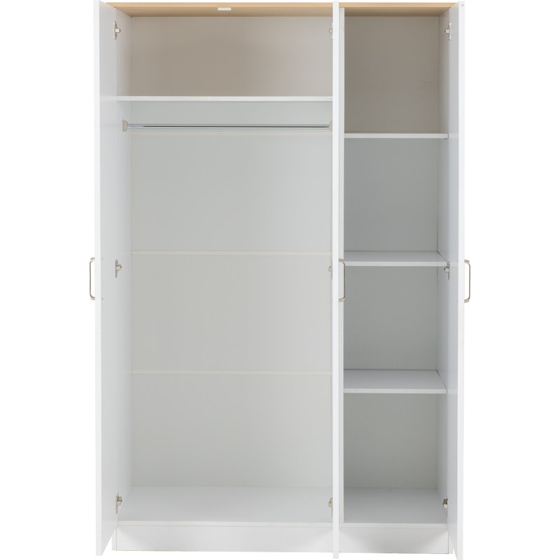 Henryville 3 Door Manufactured Wood Wardrobe, White