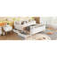Lit plateforme double pour enfants, lit double profil bas avec rails pour filles et garçons, blanc-66276885-66276886