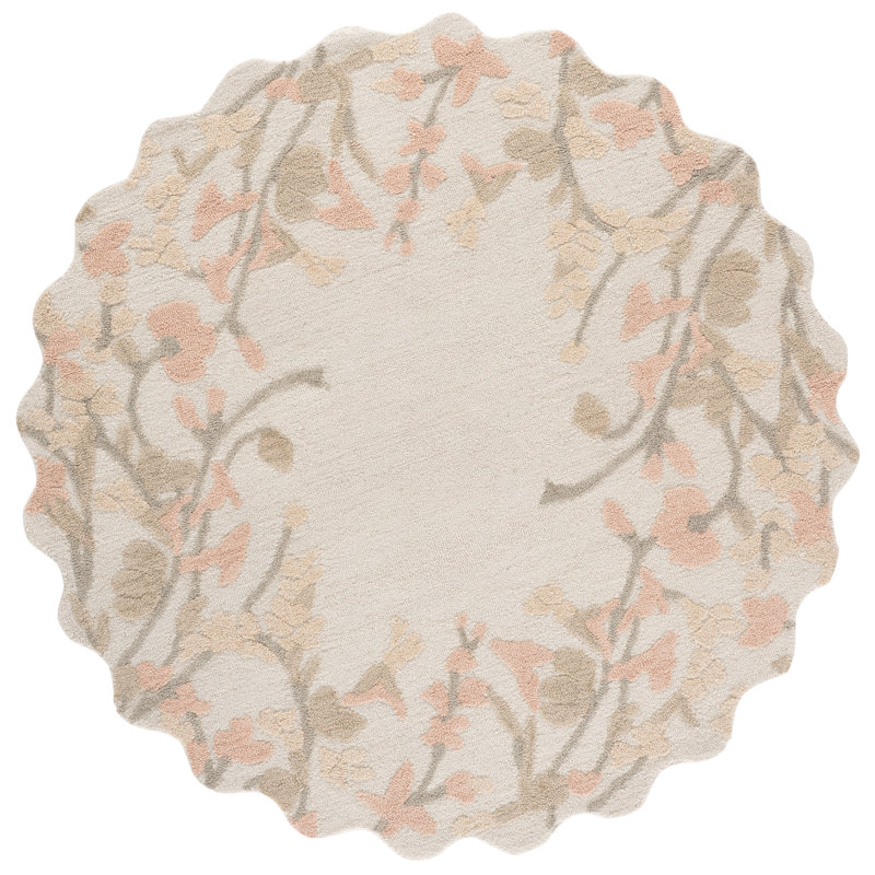Jardin Hand Tufted Wool;Cotton Floral Indoor Rug, Round 6'