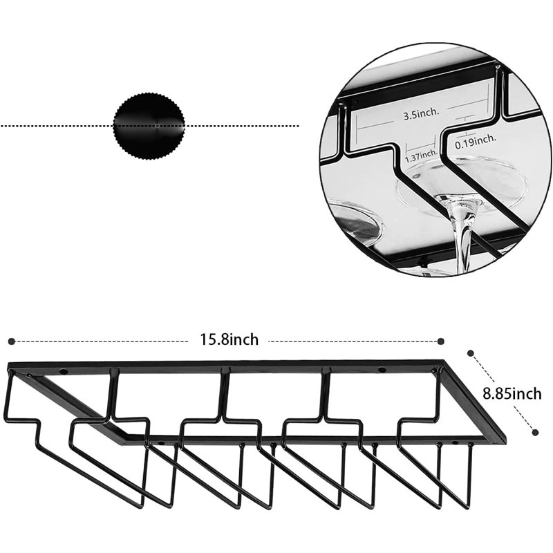High Footed Cup Holder Under The Cabinet, 2.36" H x 8.9" W x 2.36" D