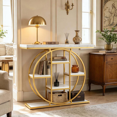 Console chic avec tablettes à plusieurs niveaux