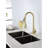 Gold Pull Out Kitchen Tap - Fingerprint-, Single Hole Deck Install, 360 Rotating Spray Outlet, Fine Stainless Steel Sink Faucet With Pull-Down Head Fingerprint , Installation, Rotatable Discharge-195803361