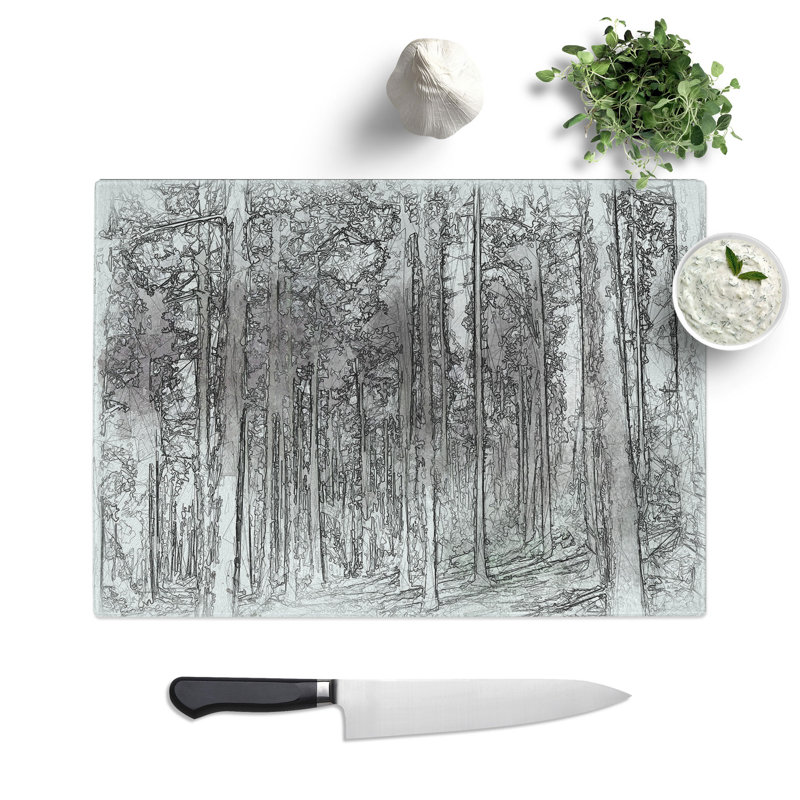 Tempered Glass Pretty Forest Chopping Board, 28.5 cm x 39 cm