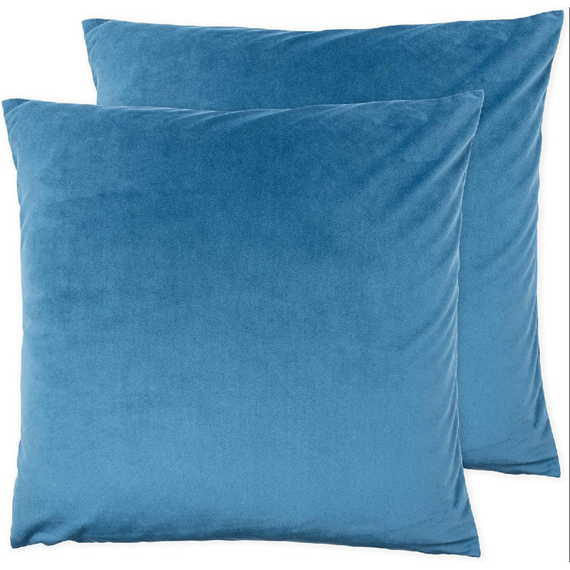 Velvet Pillows Pillow Cover, Blue, 18" H x 18" W