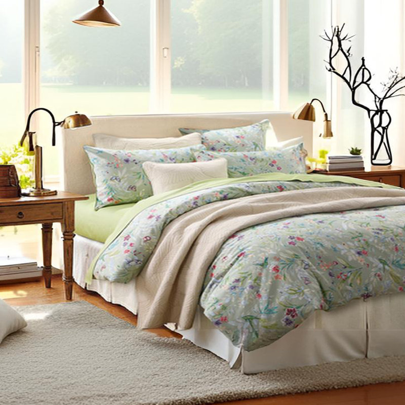 800TC 100% Egyptian Cotton Duvet Cover Set, 3pcs Vintage Butterfly In Green Botanical Floral Bedding Set, Aesthetic Botanical Pattern Aesthetic Botanical Pattern for Bedroom Guest Room Student Dorm All Seasons