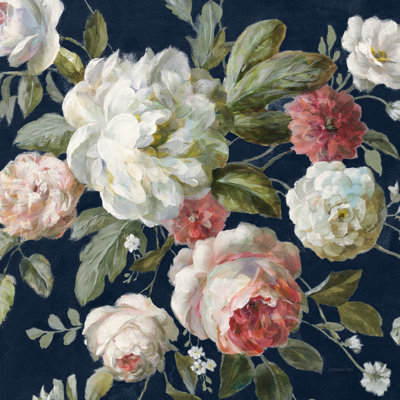 Gifts from the Garden Navy Crop 1 Piece Wrapped Canvas Painting