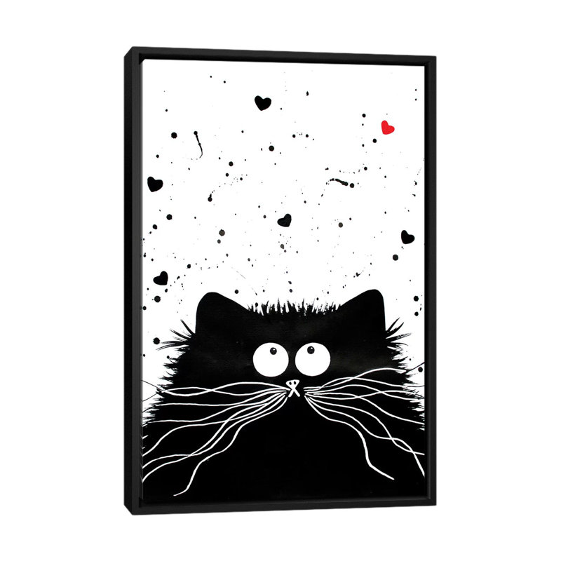 Félin affectueux par Kim Haskins-impression d’art graphique, H 40 po x l 26 po x P 1,5 po, Toile avec cadre noir