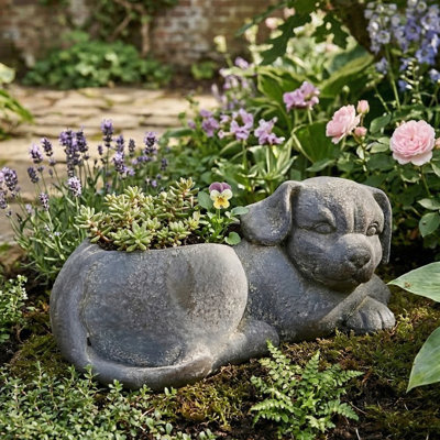 Georgina DOG Planter 15cm Blue Iron Effect