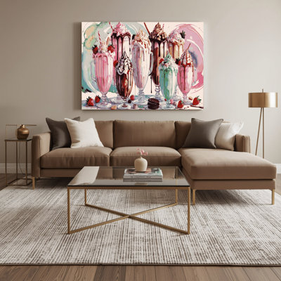 Desserts Milkshake Gray Canvas Wall Art