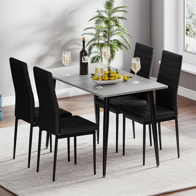 Aventura 4 - Person Dining Set, Grey, Black