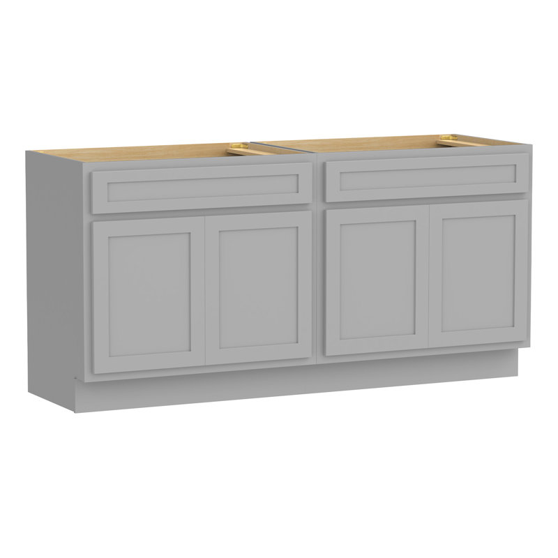 72" Double Bathroom Vanity Base Only, Gray