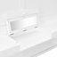 Grand lit escamotable mural avec rangement, armoire-lit pliable avec coiffeuse, miroir central et 2 tiroirs latéraux