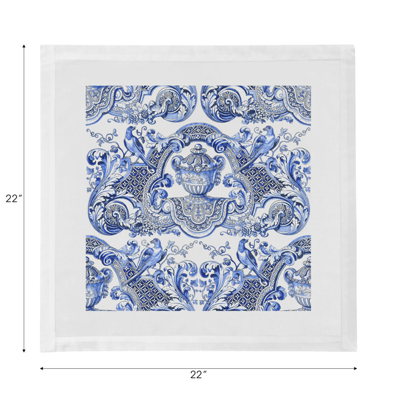 Royal Delft William and Mary Cotton Sateen Dinner Napkins, Blue