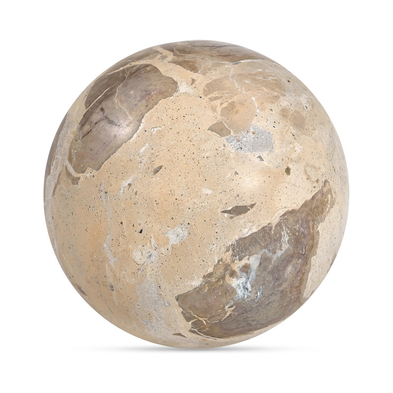Odessa Sphere Tabletop Accent Red Levanto Marble, Beige