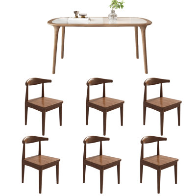 Bright rock solid wood dining table and chair set
