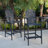 Outdoor Acacia Wood Adirondack Barstools, Set Of 2, Dark Gray, Durable And Stylish For Patio And Garden Use