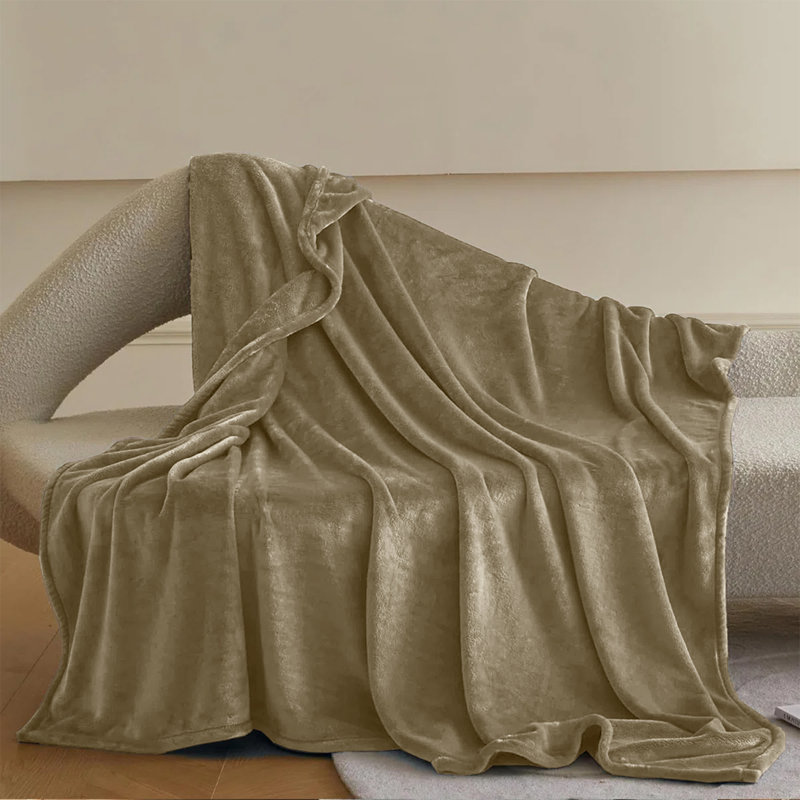  Couverture en molleton doux - Doux, chaud, lit / jeté, Grand (90 x 90), Beige