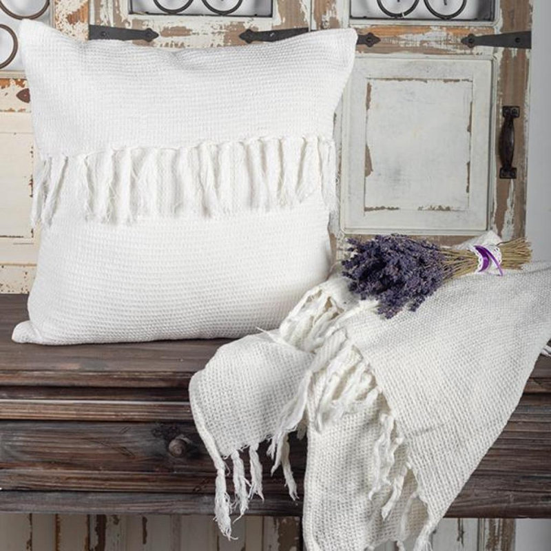 Coussin 18 "X 18" Waffle Weave, Blanc