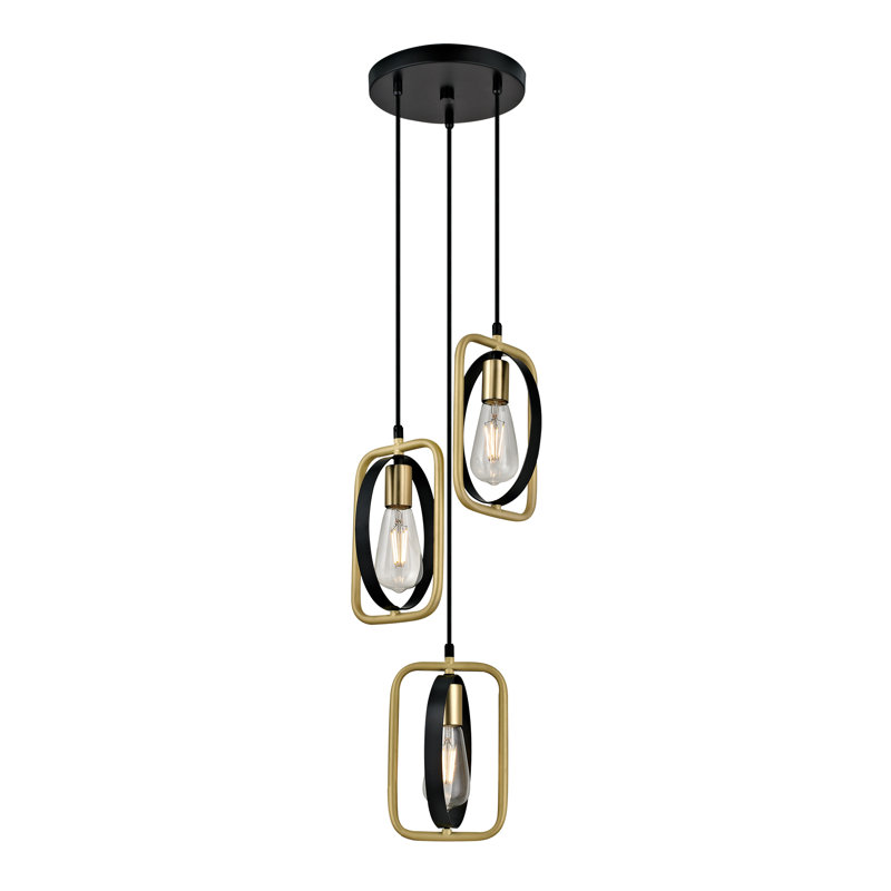 Luminaire suspendu géométrique 3 lumières grappe Huckaby
