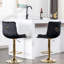 De 2 tabourets de bar en velours noir, avec base et repose-pieds, mécanisme de hauteur réglable pour un siège détendu pivotant mécaniquement optimal