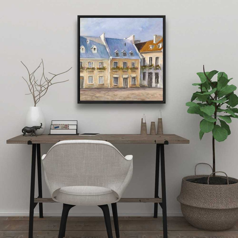 Vieux Québec - Toile encadrée contemporaine pour la décoration intérieure, H 25,25 po x l 25,25 po