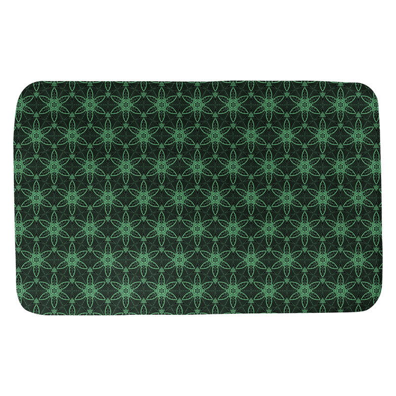 Tapis de bain cercles ornés Mcguigan, l 17 po x L 24 po, Noir / Vert