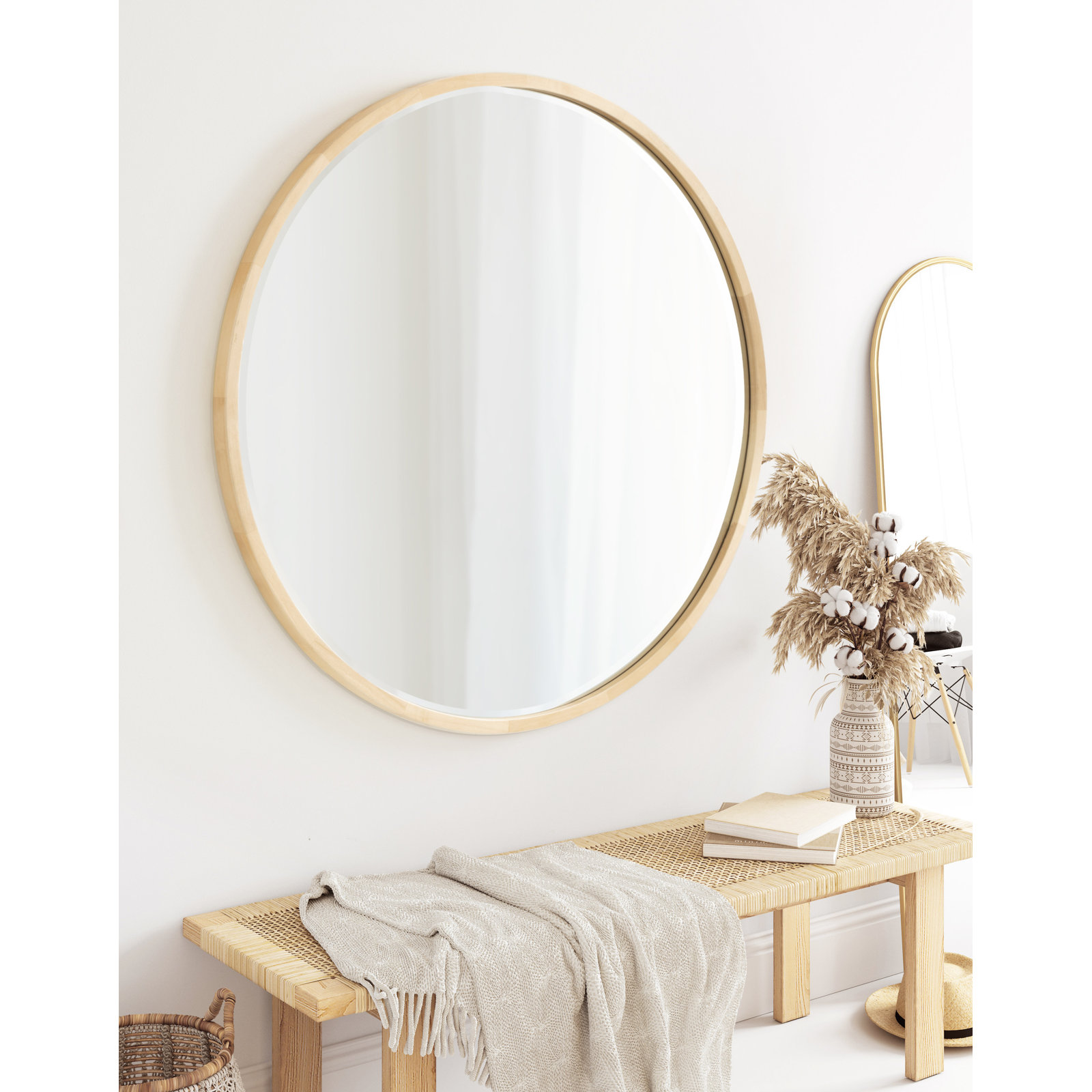 Glover Solid Wood Mirror, 34" x 34", Natural