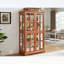 Vitrine vintage avec portes en verre - vitrine antique pour objets de collection, quatre tablettes réglables, ampoule E26 incluse, parfaite pour la maison ou le bureau - CHÊNE FONCÉ