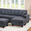 Ensemble de canapés d'angle 5 pièces Laf / Raf, canapé 2 places, pouf, port USB, revêtement en chenille, salon-1880505540