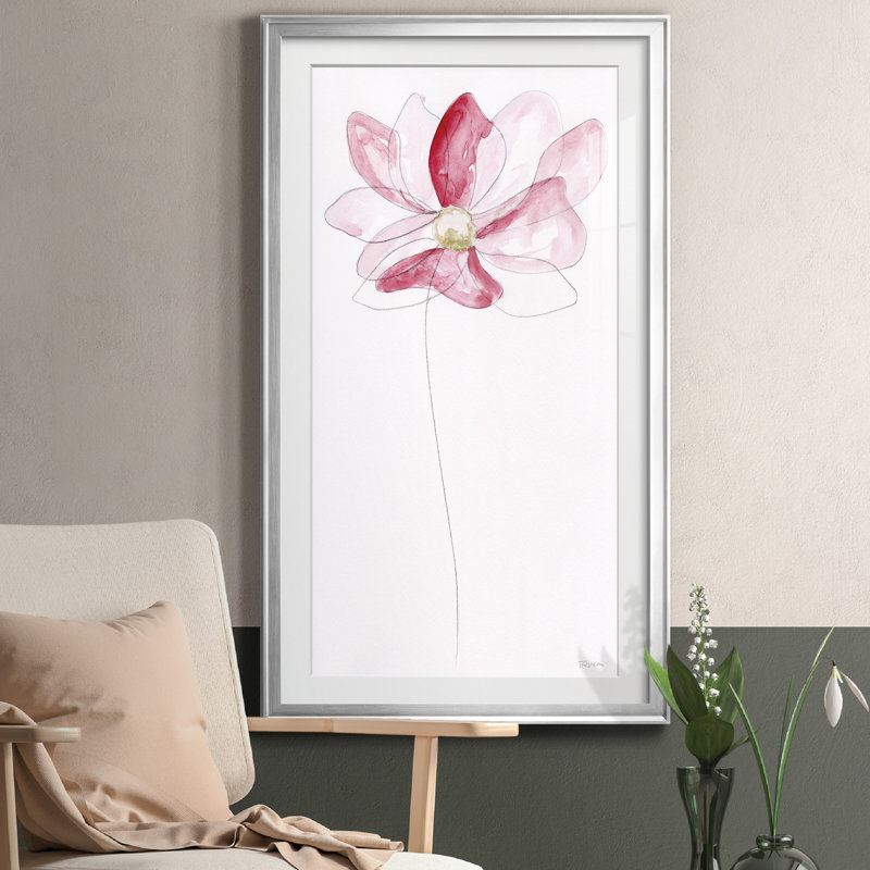 Croquis floral II - Cadre photo, reproduction d'art sur papier, H 22,5 po x l 42,5 po x P 1,5 po, Feuille argentée