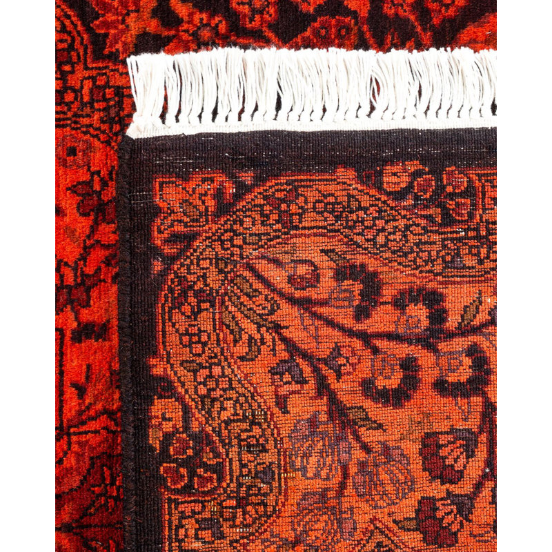 Tapis orange noué à la main de conception unique Holsworth