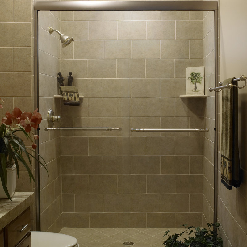 Paragon Series 48" x 71" Bypass Frameless Shower Door, Brushed Nickel