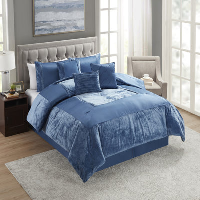 Luna 7 Piece Crushed Velvet Elegant Bedding Set By Sweet Home Collection
