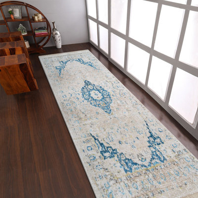 Area Rugs Washable Non-Slip, Carpet for Living Room Bedroom Dining Room - MACHINE MADE POLYESTER AREA RUGS - Runner,Ivory Color, Oriental Design