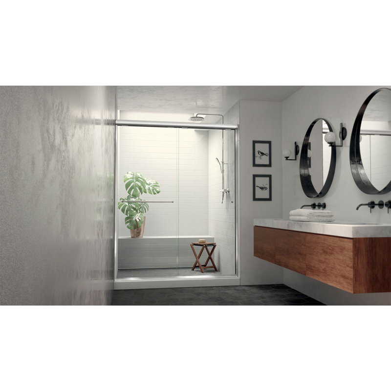 Porte de douche sans cadre 60 "x 77" Ese, Vers la droite, Chrome poli