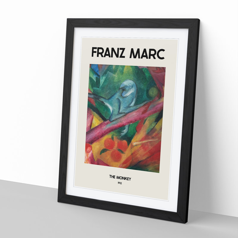 The Monkey by Franz Marc - Picture Frame Painting, 65cm H x 48cm W x 2cm D, Black Framed