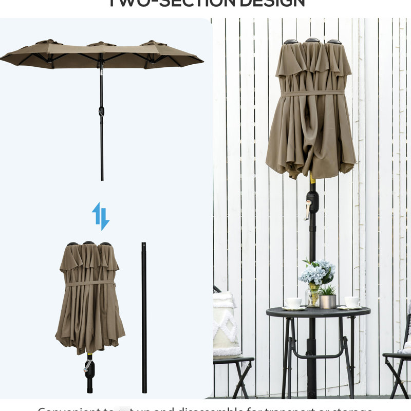 Double parasol de patio de 9,5 pi - Lustrous Outdoor Market